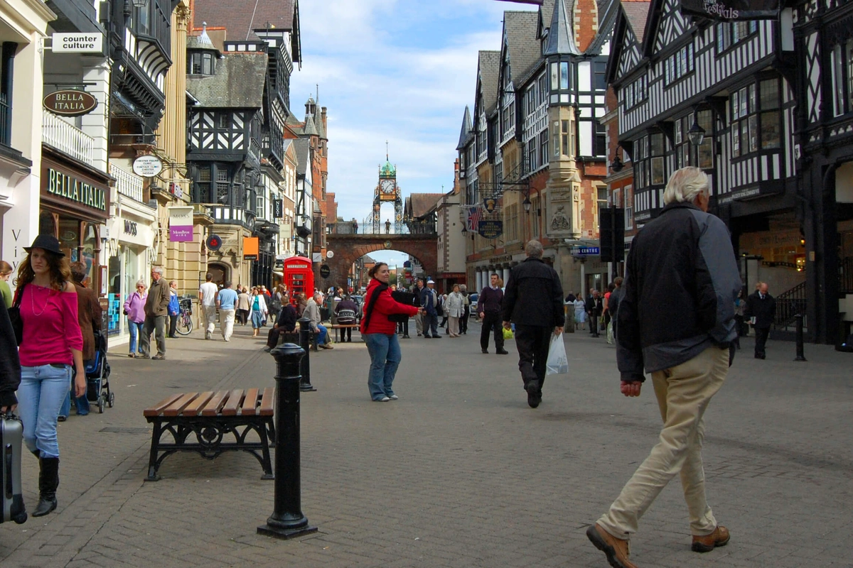 Busy high street in the UK