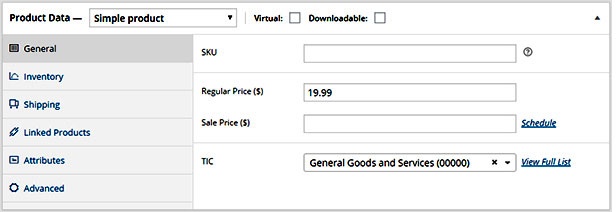 WooCommerce Single Product TIC assignment
