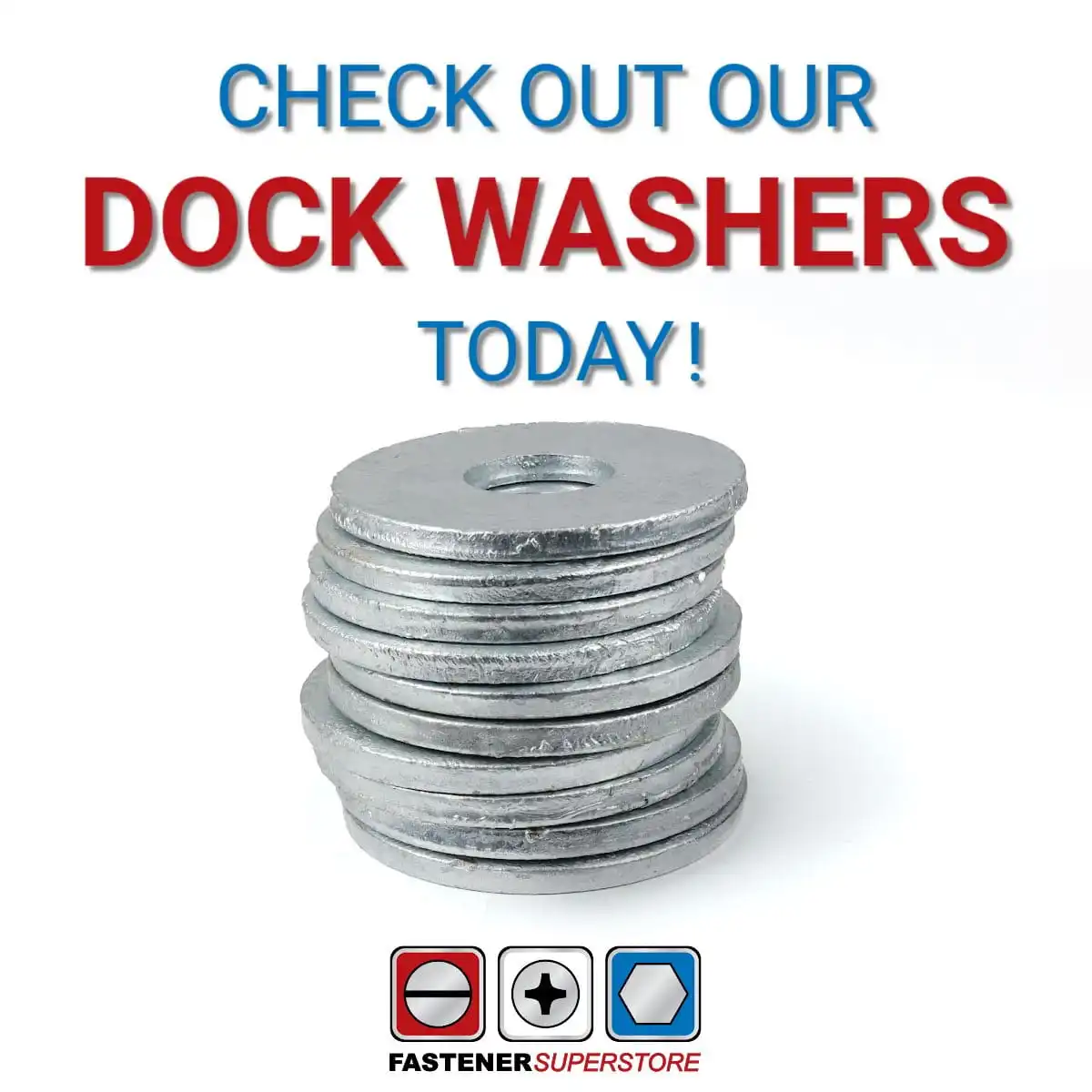 Hot Dipped Galvanized Dock Washers – Inch Sizes – 25 Or 50 Piece Lots – Heavy Duty