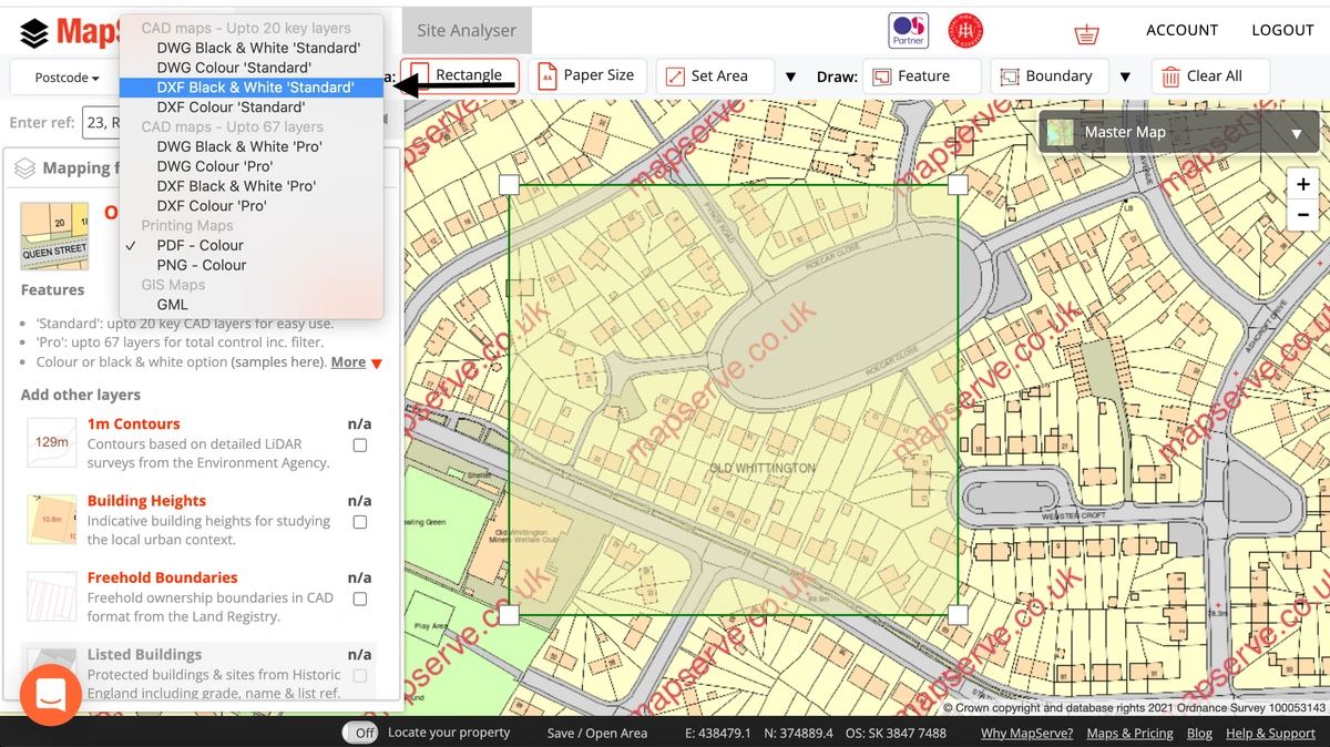 OS MasterMap® formats on MapServe®