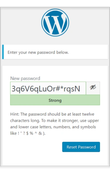 WordPress new password generator