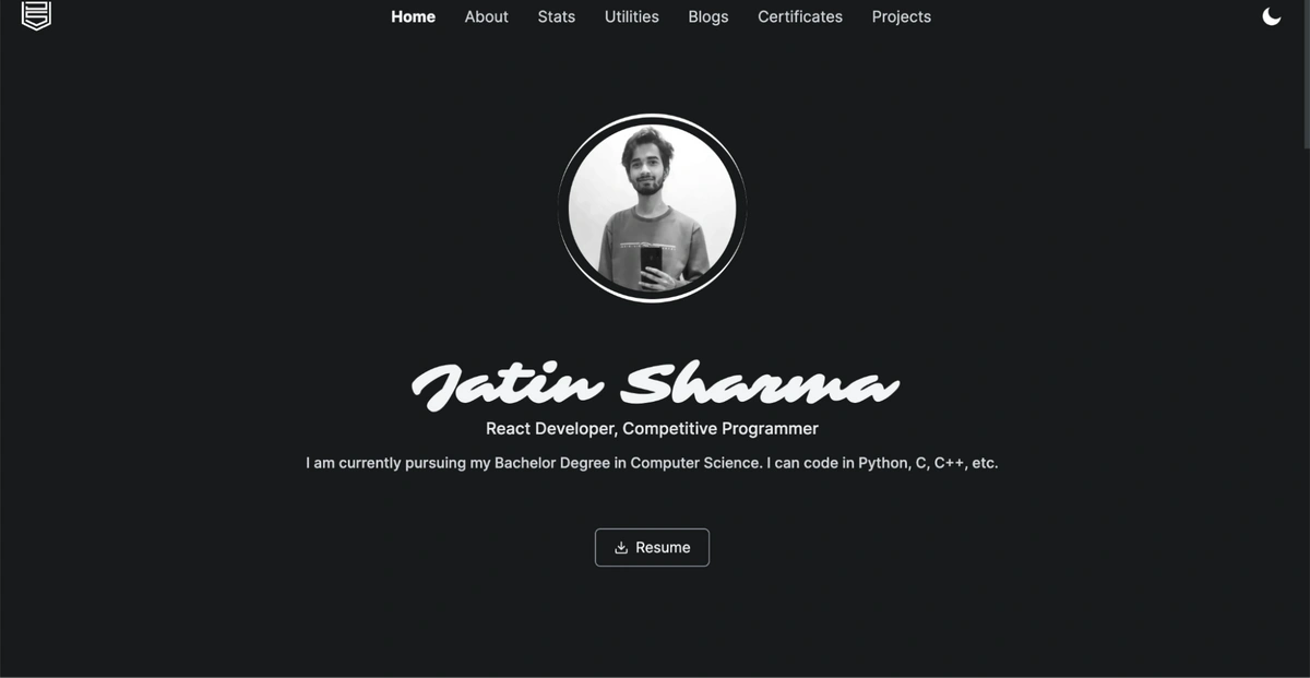 Next.js portfolio website example three