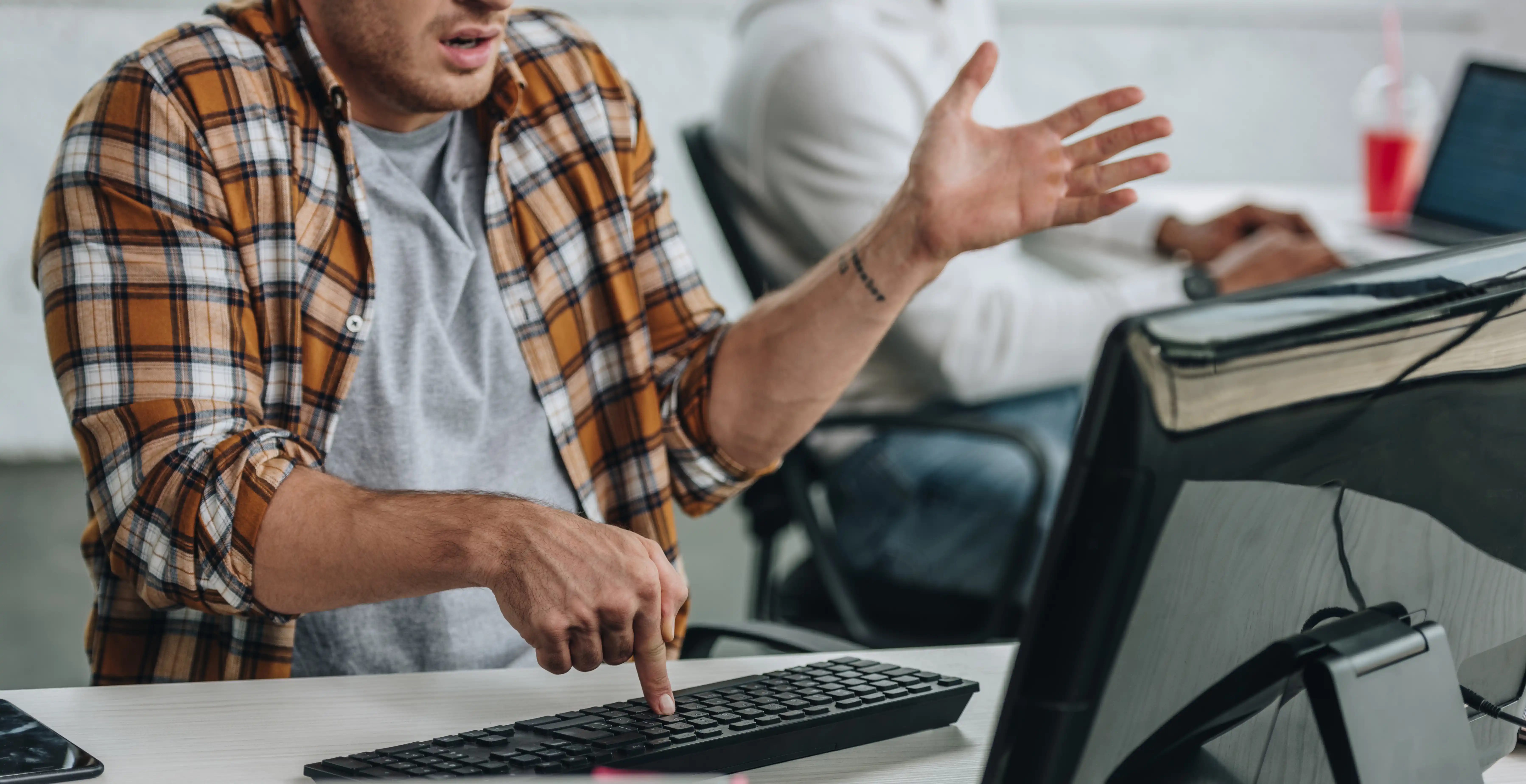 IT professional using desktop computer for secure access