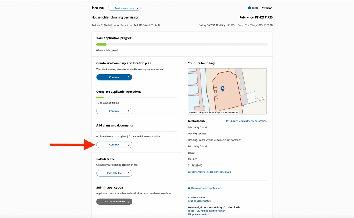 Add your plans and documents on the Planning portal