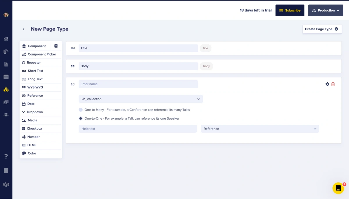 Page configuration schema