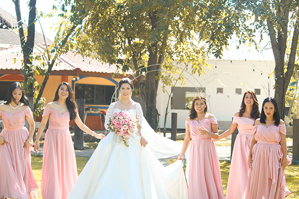 Bride with bridesmaids