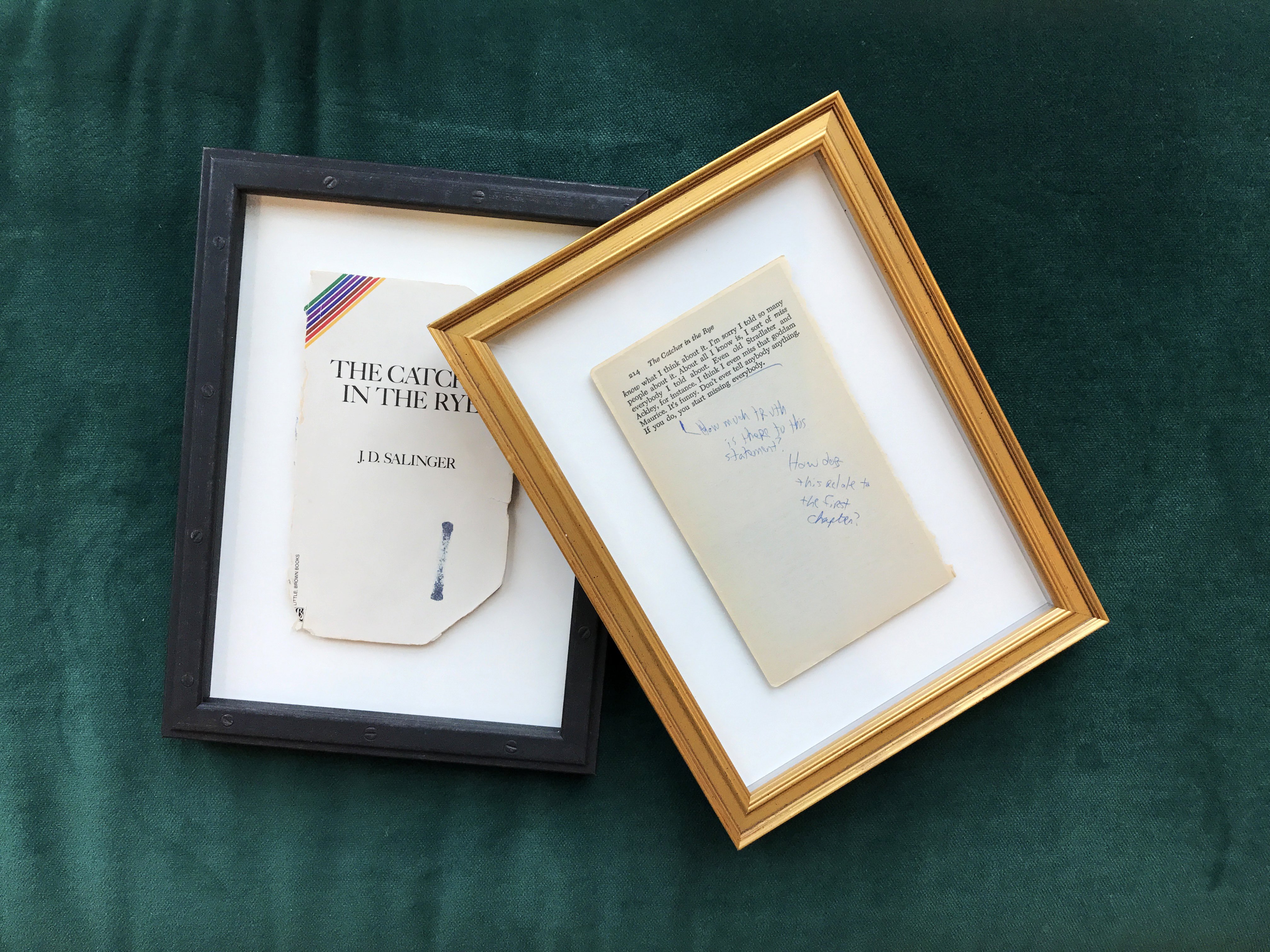 Framed Book Pages in Classic Gold and Black Frames, The Catcher in the Rye