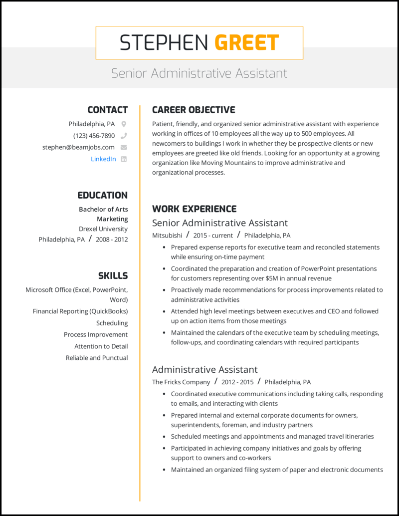 Administrative Assistant Resume Template Microsoft Word / Administrative Assistant Resume Template Templateral / Administrative assistant resume template (text format).