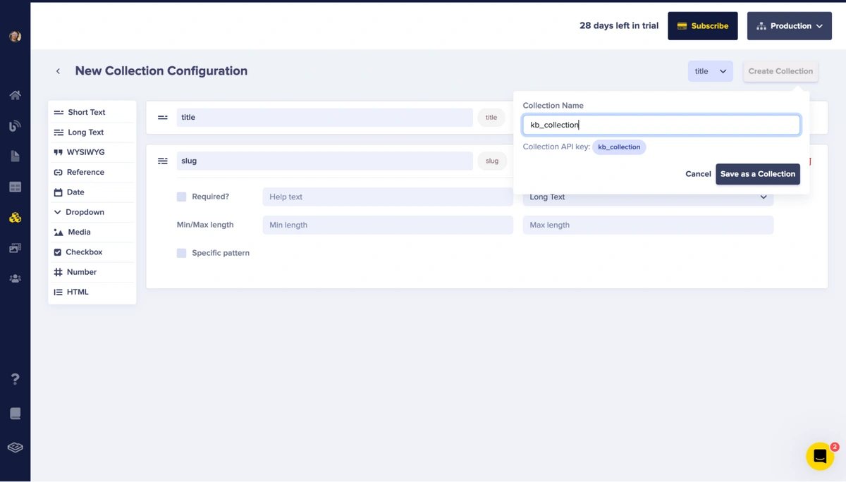 Category collection configuration