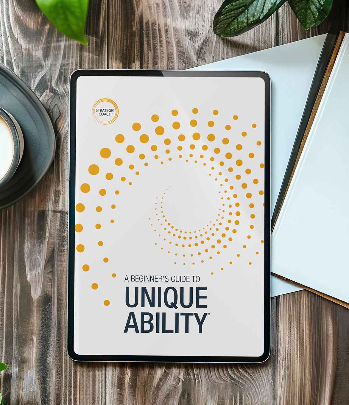 Unique Ability eBook on a tablet sitting on a desk