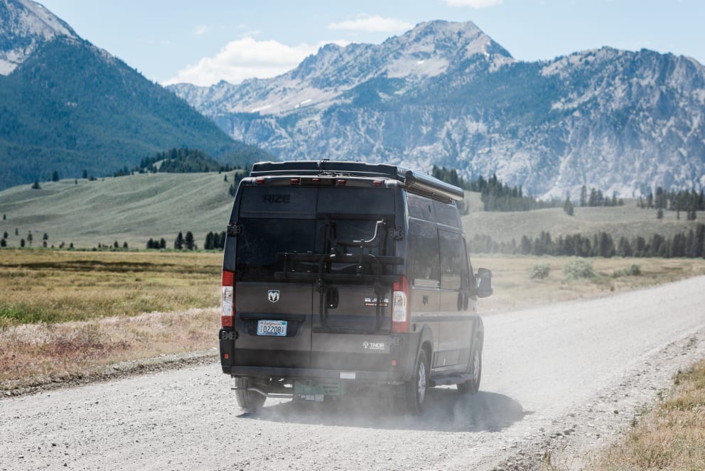 van driving through idaho