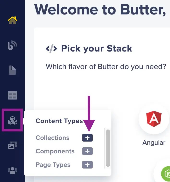 Selecting the collections content type in the ButterCMS interface