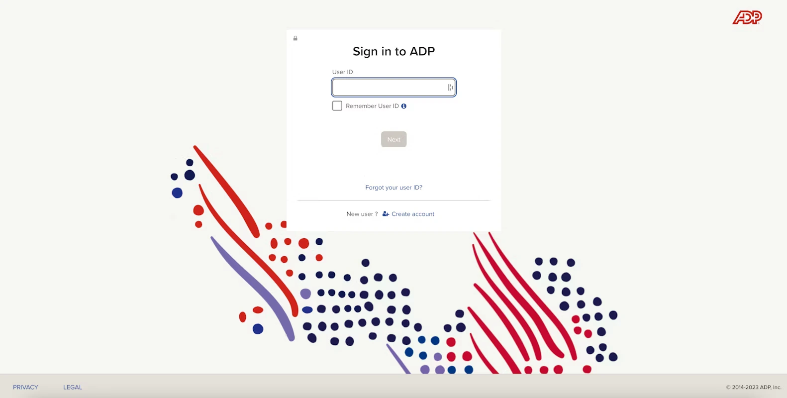 screenshot of adp sign-in page