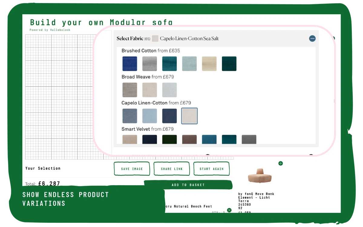 Shoppers can browse endless product configurations