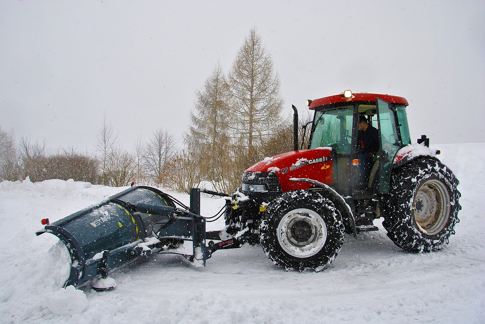 Case IH tractor doing snow removal