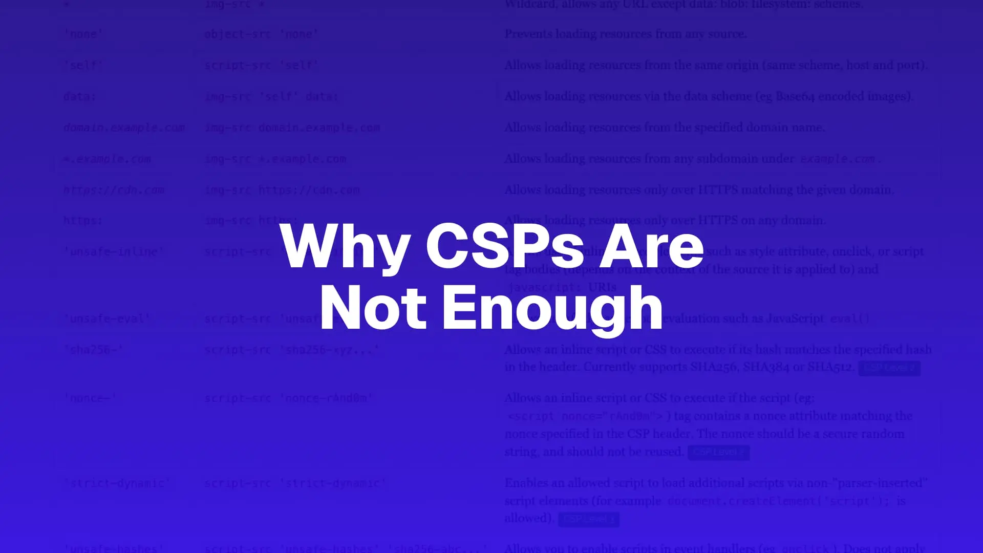 Why CSPs Are Not Enough - c/side