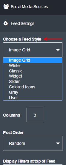 Juicer social media activity feed menu