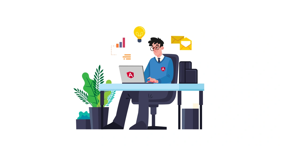 A man sitting at a desk using Angular