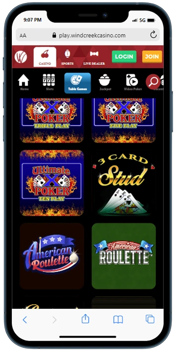 Wind Creek Casino Table Games