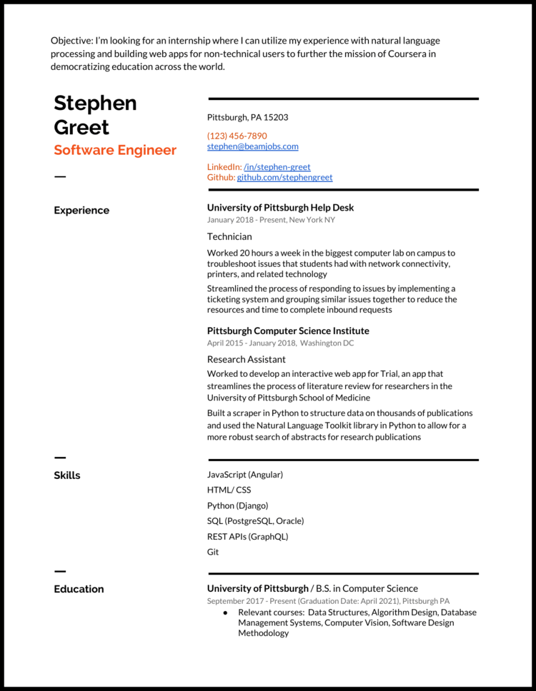 computer science graduate fresher resume