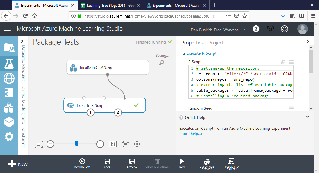 screenshot showing: Zipped Repository into AzureML