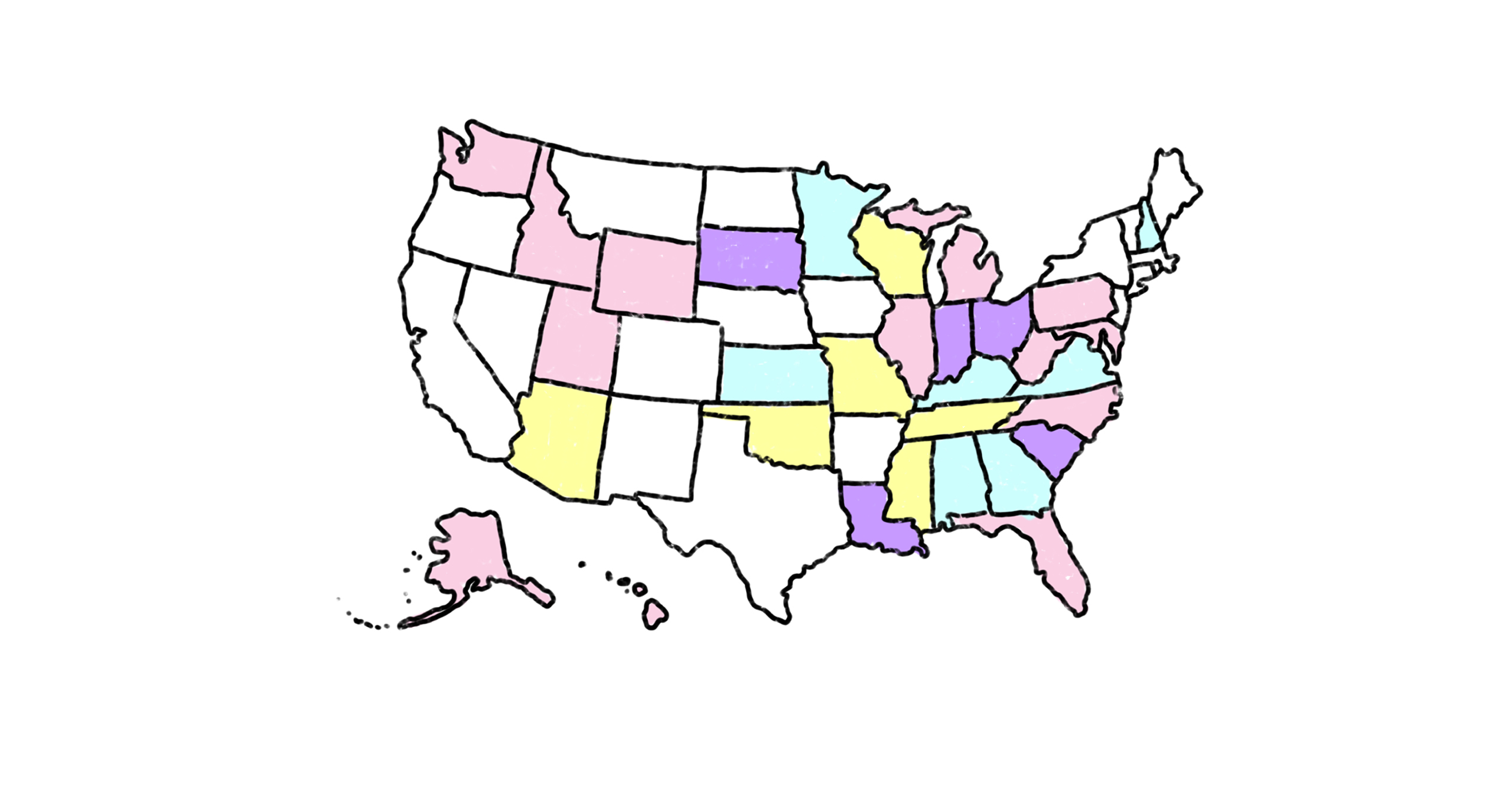 a map of the united states depicting anti-transgender bans state-by-state