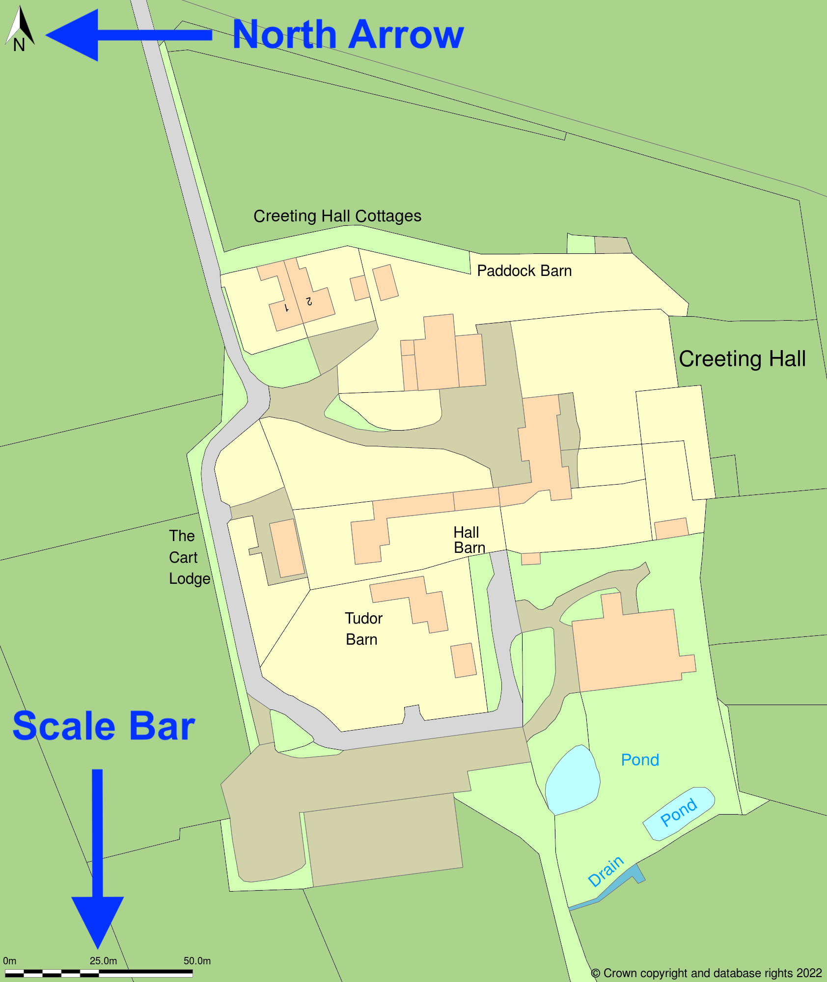 Scale and north arrow on planning map