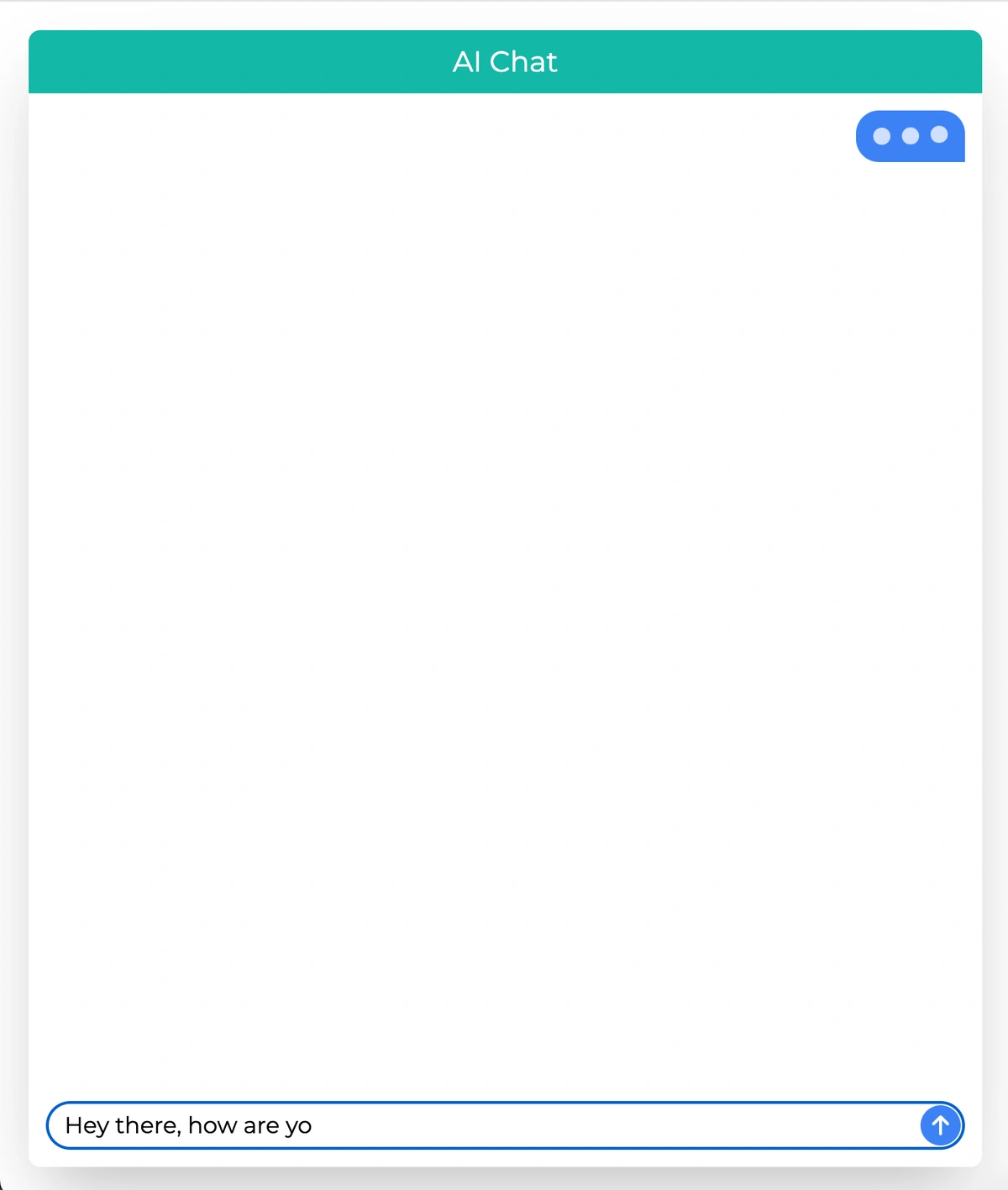 Screenshot of typing to the AI chatbot