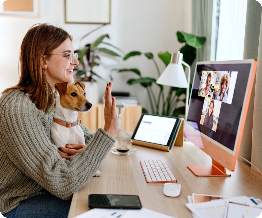 lady in her home office