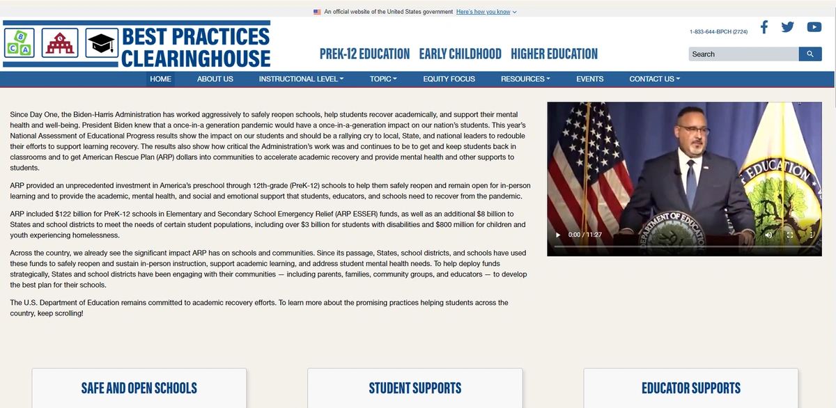 Best Practices Clearinghouse Website Home Page