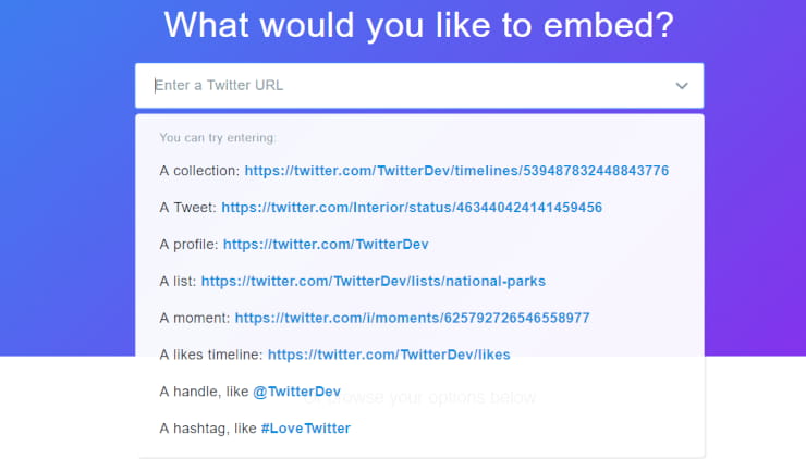 embed code generator for Twitter widgets