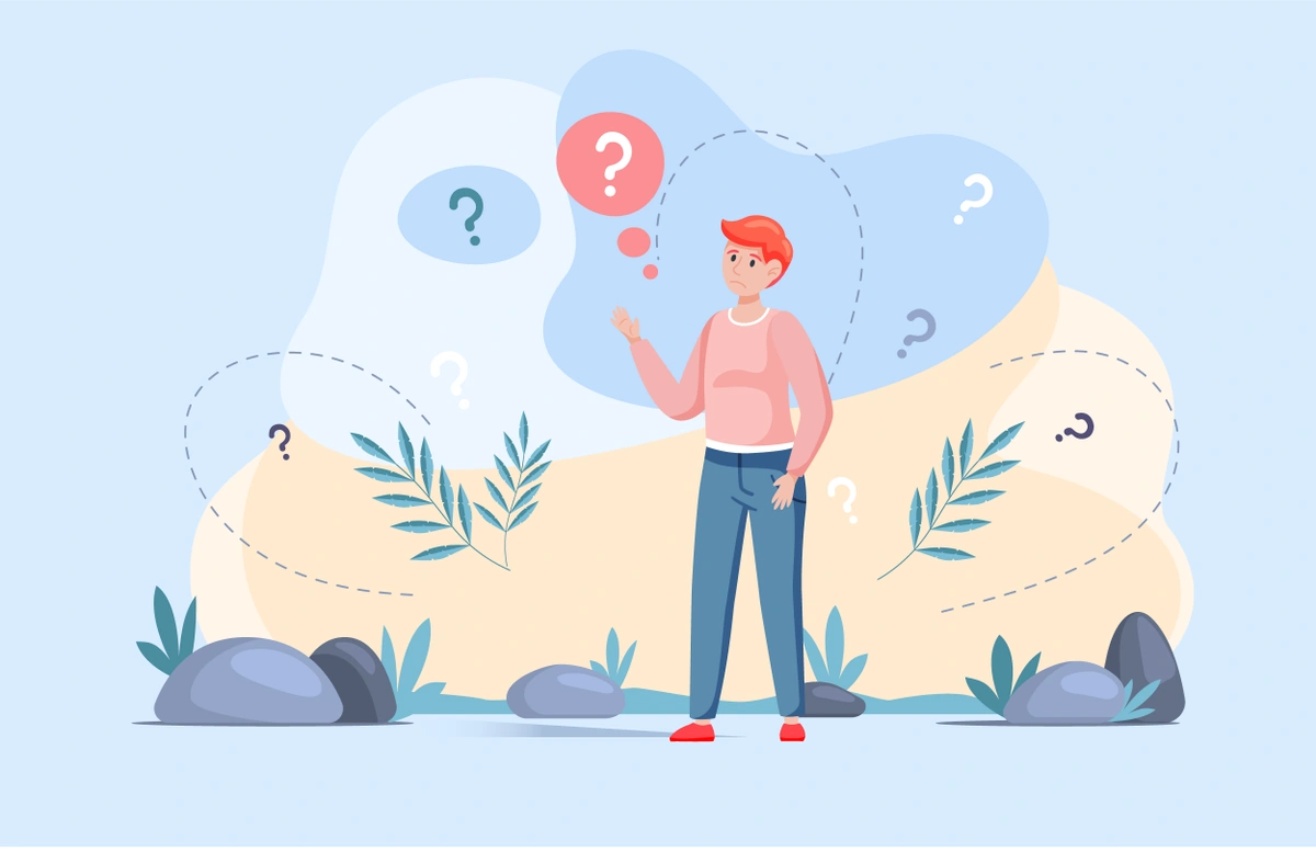 man surrounded by question marks wondering if he should buy a medicare advantage plan