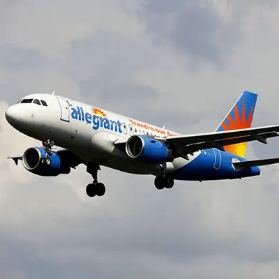 Allegiant airplane in flight.