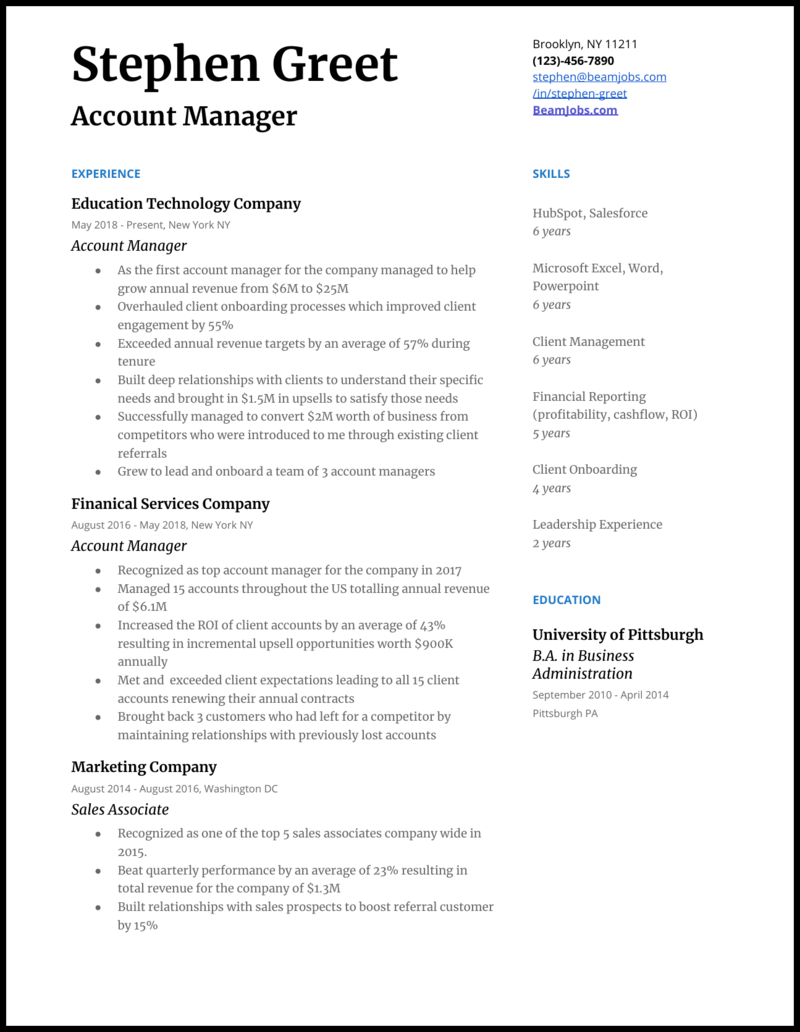 3 Account Manager Resume Samples That Work In 21