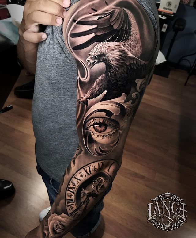 tattoo sleeve designs black and grey