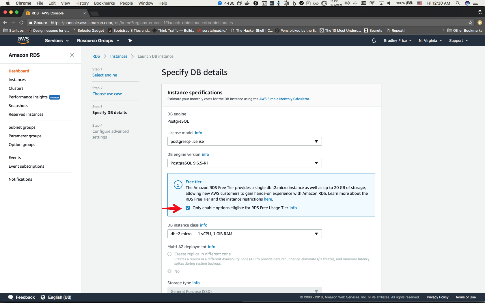 rds instance create step 3