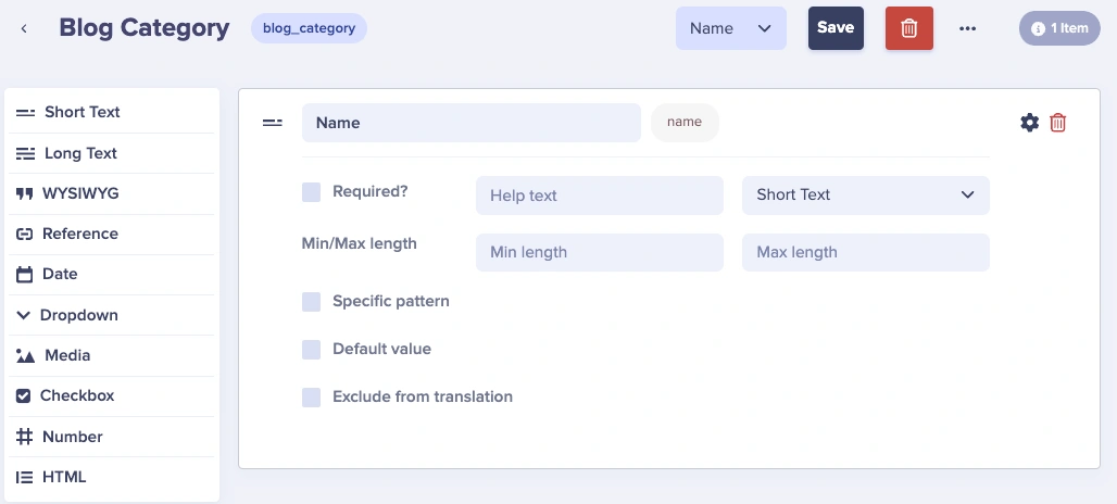 Blog category schema