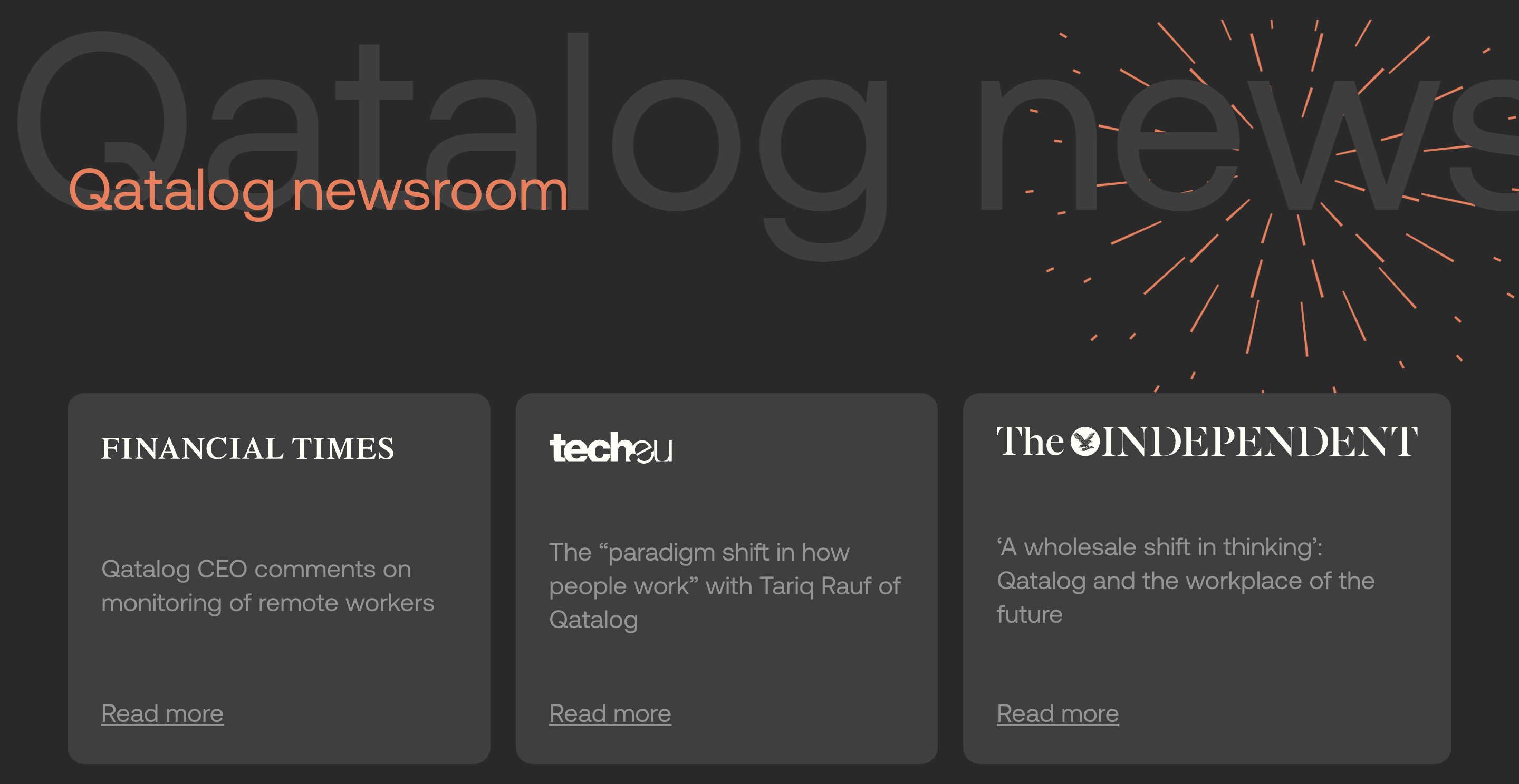 Screenshot: Qatalog newsroom page