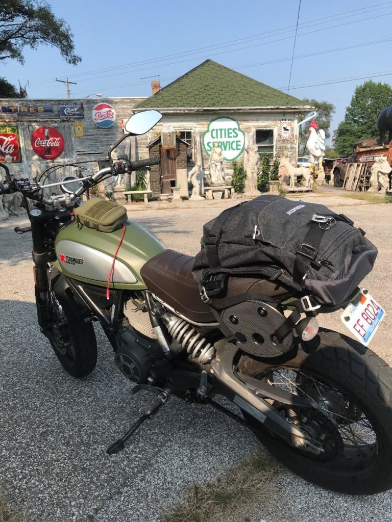 strapping luggage to motorcycle