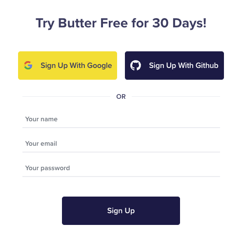 Sign up for ButterCMS