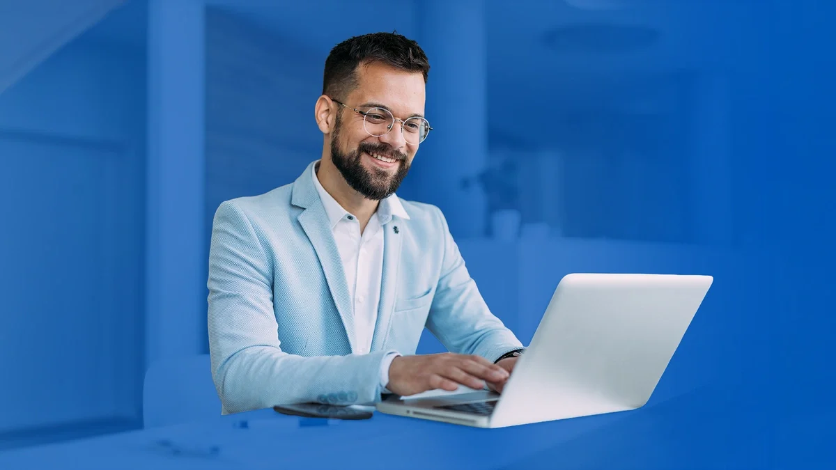 Professional using a laptop