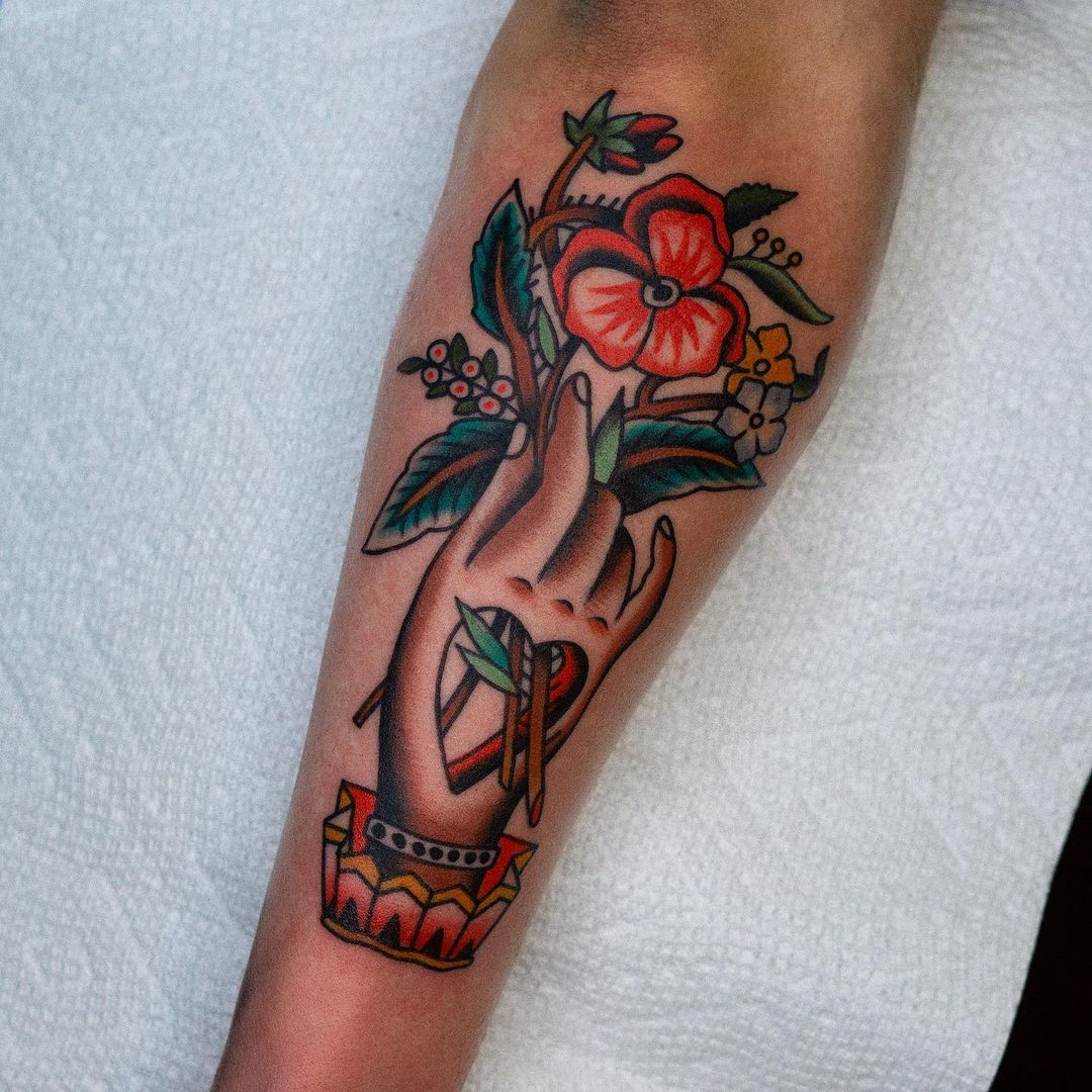 traditional tattoo by andrew mongenas