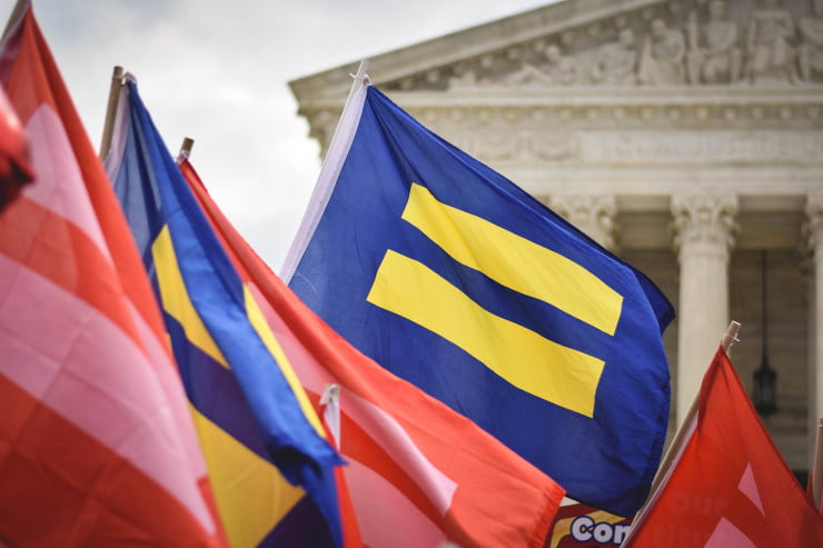 equality flags at social movement march