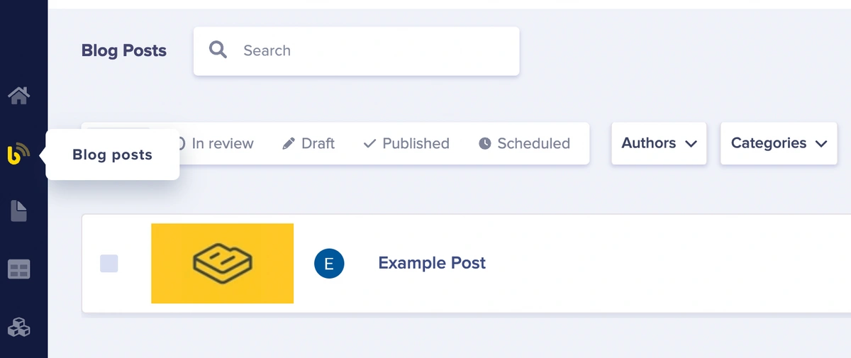 Blog Posts tab in ButterCMS dashboard