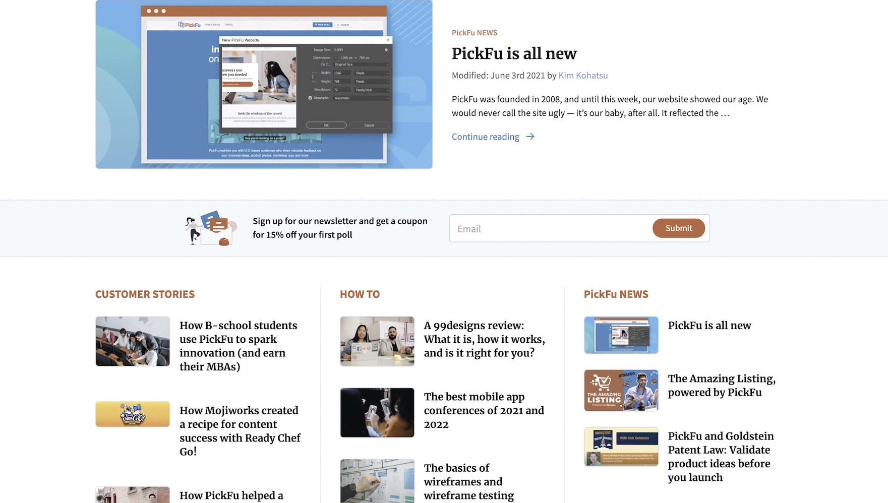 ButterCMS client, PickFu's, blog