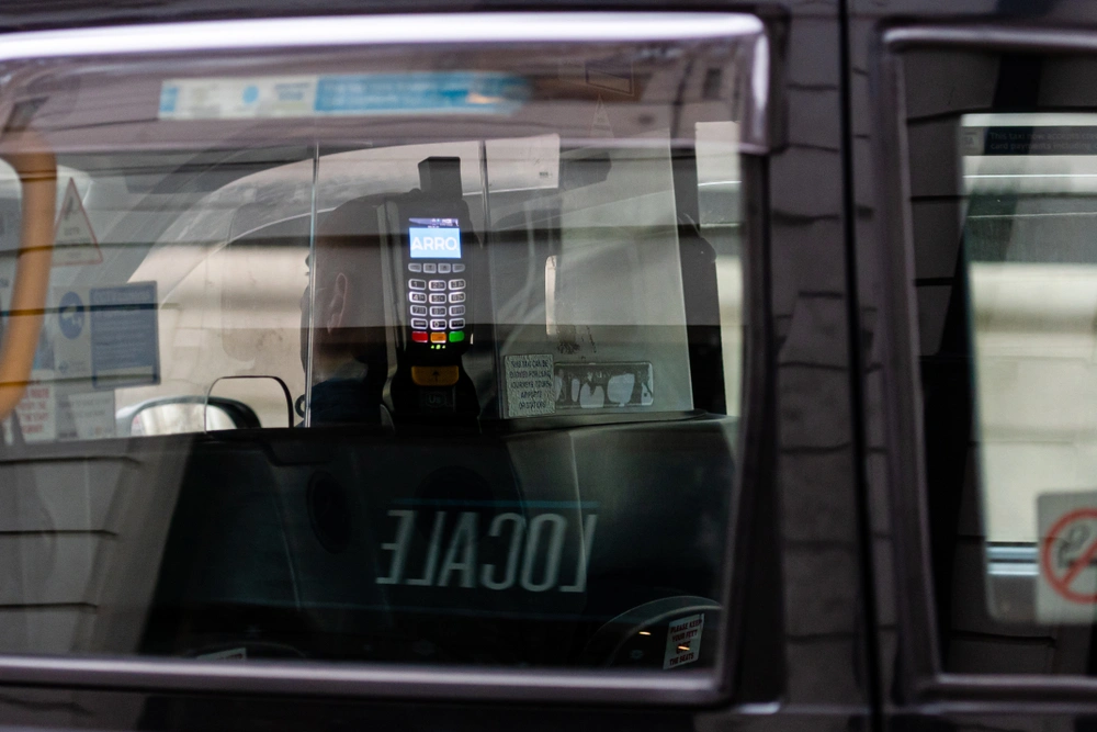 card reader in the back of a black cab