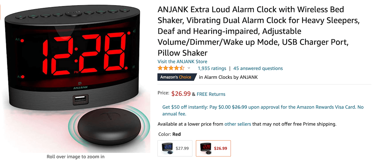 bed shaker alarm clock: ANJANK Extra Loud Alarm Clock With Wireless Bed Shaker