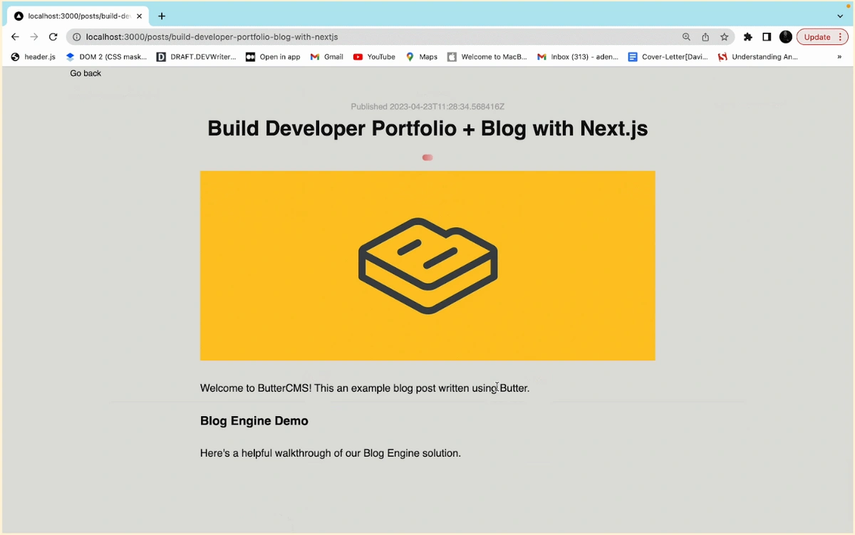 Next.js portfolio individual blog posts page