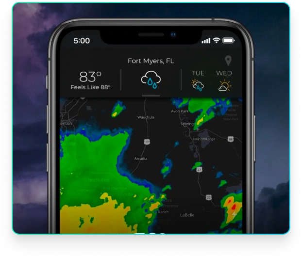Screenshot of MyRadar mobile app