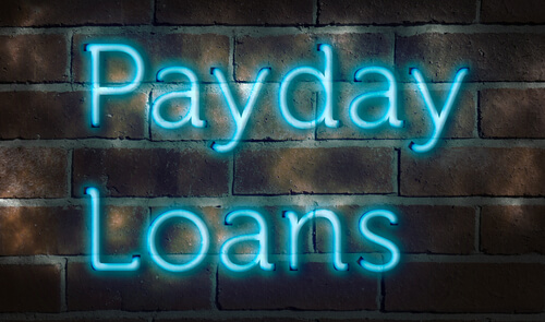 blue neon payday loans sign